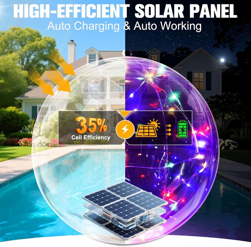 Niceput Solar Floating Pool Lights, 14 Inch Colorful Solar Pool Light Balls, Floating Glow Globe IP68 Waterproof, Inflatable Solar Lights up Balls for Swimming Pool Pond Outdoor Decor -4PCS - Image 2